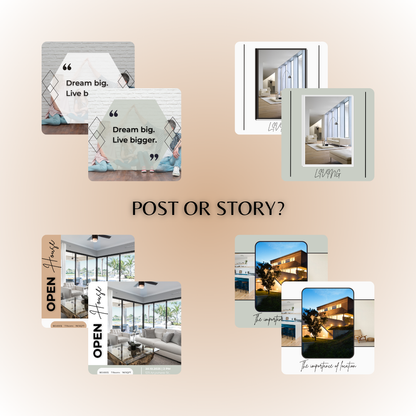 REAL ESTATE SOCIAL MEDIA, 100+ Posts and Stories Templates
